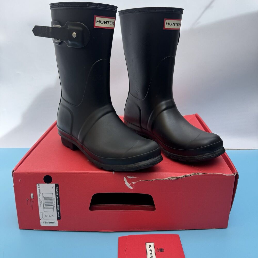 Hunter Women's Black Original Short Rain Boots Winter Waterproof Boots Sz 7